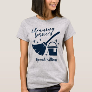 Logo für Grau- und Navy-Reinigungsdienste T-Shirt