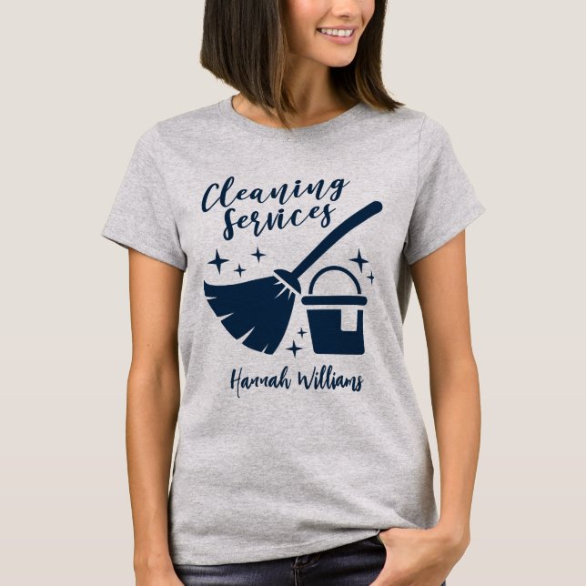Logo für Grau- und Navy-Reinigungsdienste T-Shirt (Vorderseite)