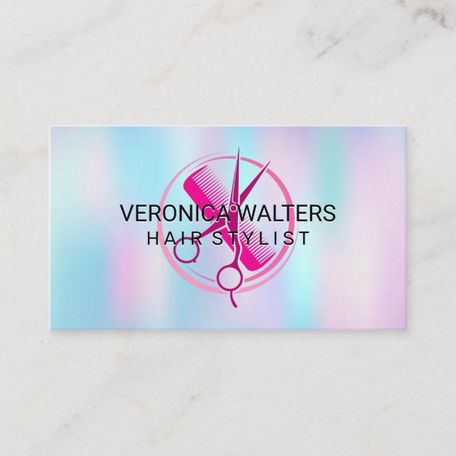 Logo für Haarstühle | Rainbow Iridescent Backgroun Treuekarte (Vorderseite)