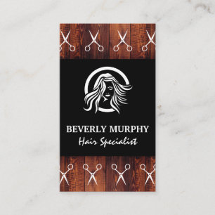 Logo für Haarstühle   Salonschere   Holzschnitt Visitenkarte
