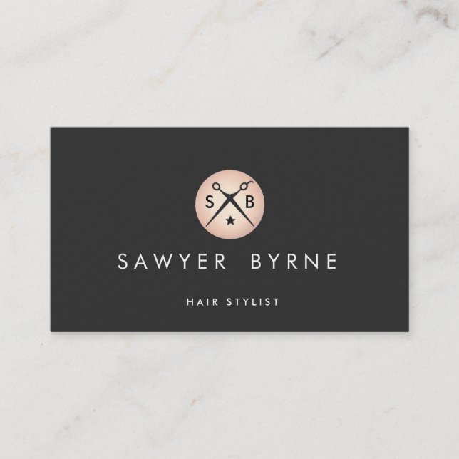 Logo für Haarstylenscheren Gold und Schwarz B Visitenkarte (Vorderseite)