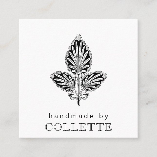 Logo für handgefertigte Blume Quadratische Visitenkarte (Vorderseite)