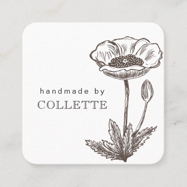 Logo für handgefertigte Blume Quadratische Visitenkarte (Vorderseite)