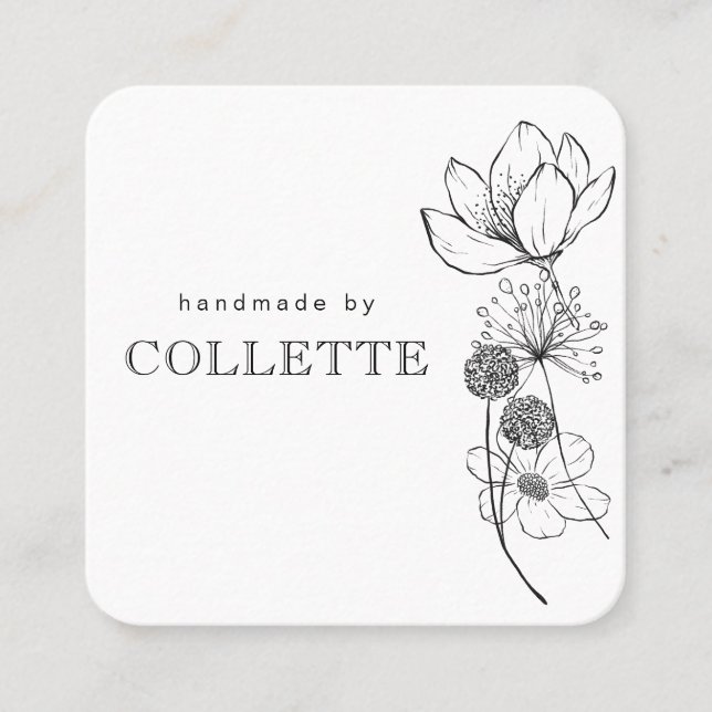 Logo für handgefertigte Blume Quadratische Visitenkarte (Vorderseite)