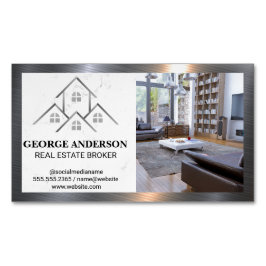 Logo für Häuser | Zuhause Interior Business Card Magnetische Visitenkarte