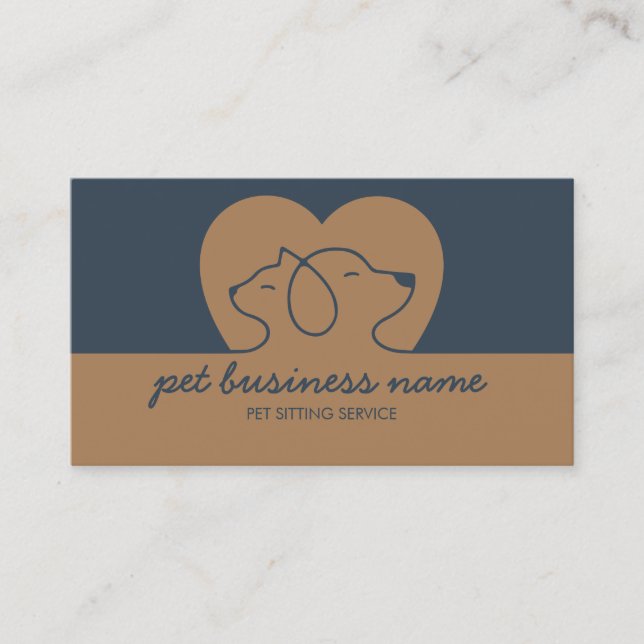 Logo für Haustiere Katze Herzstich Visitenkarte (Vorderseite)