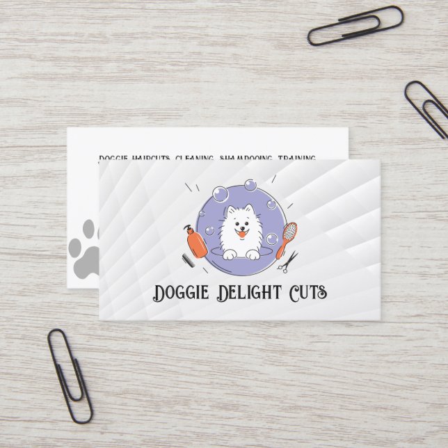 Logo für Hunde und Grooming Tools Visitenkarte (Vorderseite/Rückseite Beispiel)