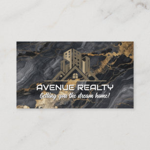 Logo für Immobilien-Anwesen   Black Gold Lux Marmo Visitenkarte