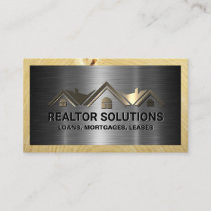 Logo für Immobilien-Anwesen   Metall und Holz Visitenkarte