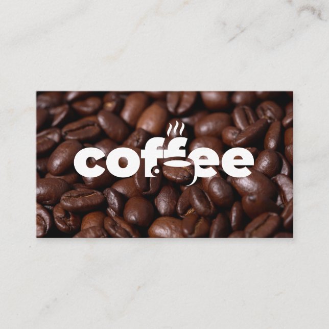 Logo für Kaffee-Cup | Bohnenuntergrund Visitenkarte (Vorderseite)