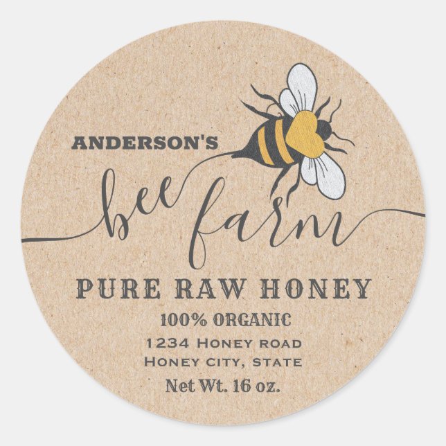 Logo für Kraft-Bienen-Bienenzucht Runder Aufkleber (Vorderseite)