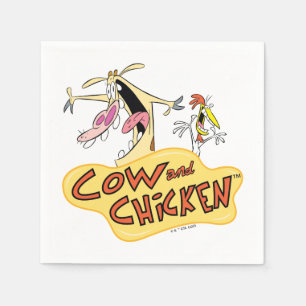 Logo für Kuh und Hühnchen Serviette