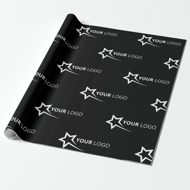 Logo für kundenspezifische Unternehmen - Schwarz Geschenkpapier (Ungerollt)