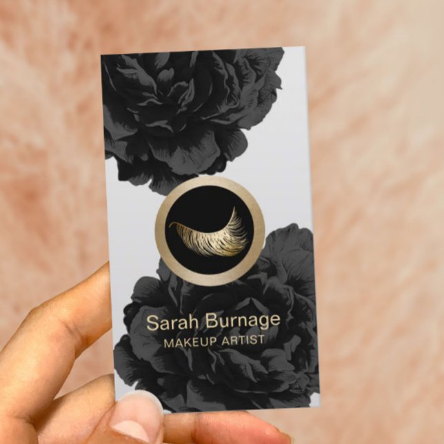 Logo für Künstler gestalten Elegante Schwarze Flor Visitenkarte (Von Creator hochgeladen)
