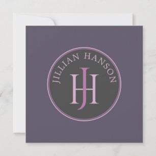 Logo für künstlerische Monogramme - Himbeere Viole Mitteilungskarte