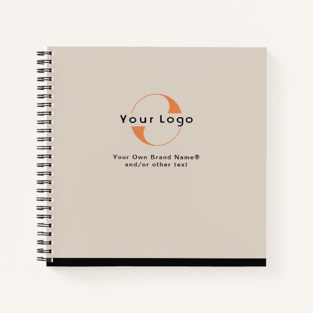 Logo für Light Tan + Black Text Company Business N Notizbuch (Vorderseite)