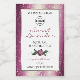 Logo für lila Glitzer-Etiketten für weiße Blumenpr Lebensmitteletikett