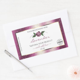 Logo für lila Glitzer-Etiketten für weiße Blumenpr Rechteckiger Aufkleber