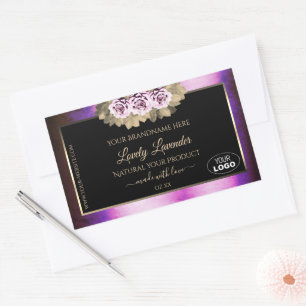 Logo für Lila, schwarze, florale Markierungen für Rechteckiger Aufkleber