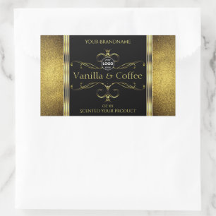 Logo für luxuriöse Black Gold Borders Rechteckiger Aufkleber