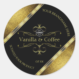 Logo für luxuriöse Black Gold Borders Runder Aufkleber