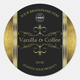 Logo für luxuriöse Black Gold Borders Runder Aufkleber
