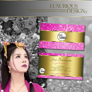 Logo für Luxus Gold Girly Pink Glitzer Stars Visitenkarte