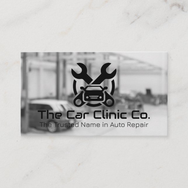 Logo für mechanische Reparatur | Garage Shop Visitenkarte (Vorderseite)