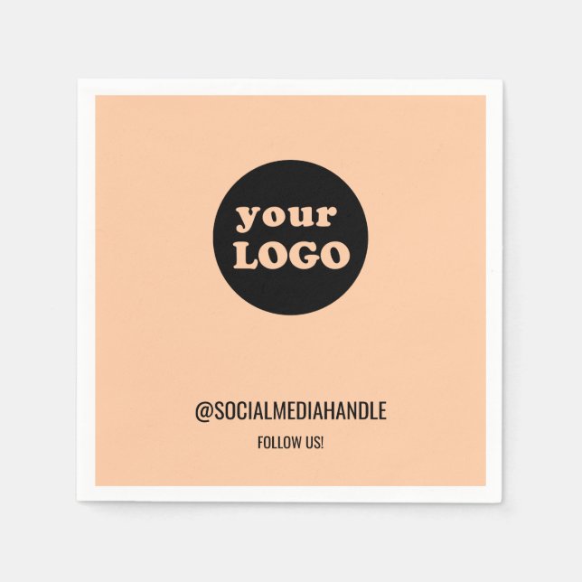 Logo für Minimalistische Pfirsichfirmen Serviette (Vorderseite)