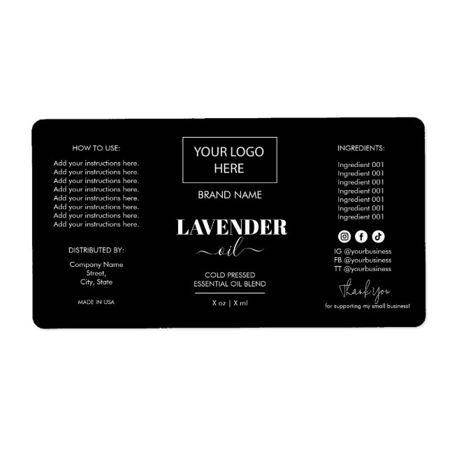 Logo für Minimalistische schwarze Dropper-Flasche (Vorne)