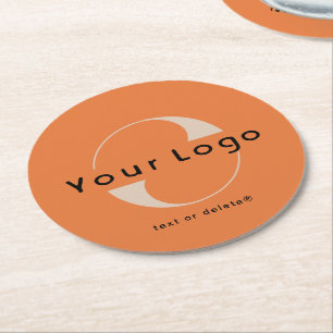 Logo für Orange + Black Text Company Business Runder Pappuntersetzer