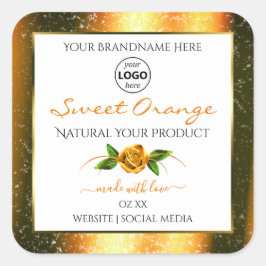 Logo für Orange Glitzer White Product Labels Rose  Quadratischer Aufkleber