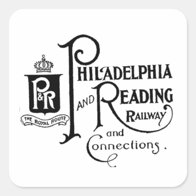 Logo für Philadelphia und Reading Railway Quadratischer Aufkleber (Vorderseite)
