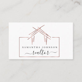 Logo für Real Anwesen Agent mit Haus in Rose Gold  Visitenkarte