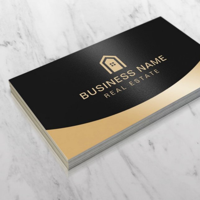 Logo für Real Anwesen Realtor Black & Gold Custom  Visitenkarte (Von Creator hochgeladen)