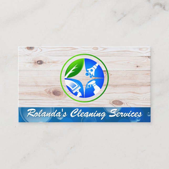 Logo für Reinigungsdienste | Holz Visitenkarte (Vorderseite)