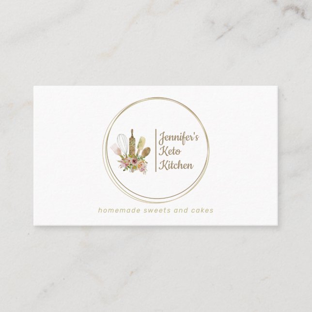 Logo für rustikale Bäckerei Veganer Koch Visitenkarte (Vorderseite)