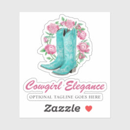 Logo für rustikale Cowgirl-Boots & Shabby-Rose Aufkleber