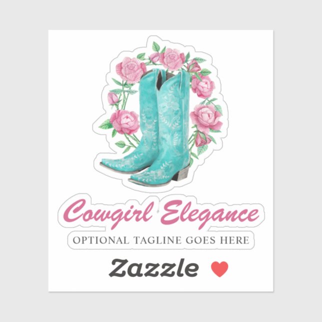 Logo für rustikale Cowgirl-Boots & Shabby-Rose Aufkleber (Blatt)