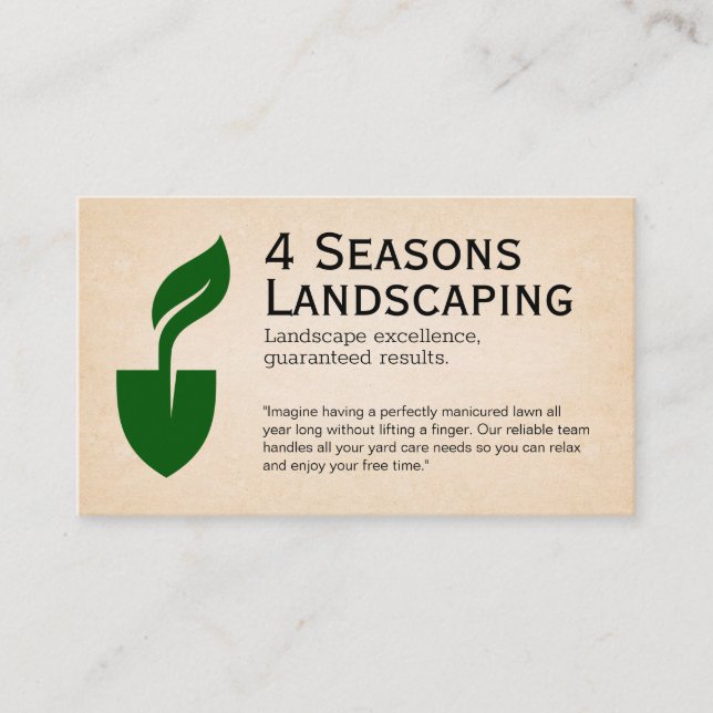 Logo für Schaufel und Leaf | Landschaftsgärtner Visitenkarte (Vorderseite)