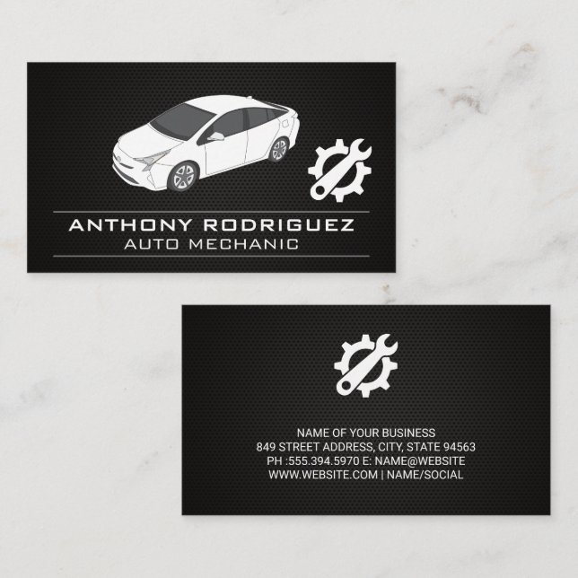 Logo für Schraubenschlüssel | Automobil-Service Visitenkarte (Vorne/Hinten)