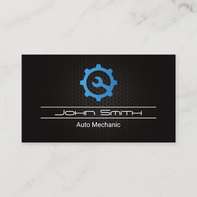 Logo für Schraubenschlüssel | Kohlenstofffasermust Visitenkarte (Vorderseite)