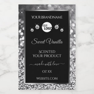 Logo für Schwarz-Silber-Glitzer-Diamanten Lebensmitteletikett