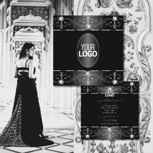 Logo für Schwarz-weiße Verzierte Ornamente in Edel Quadratische Visitenkarte