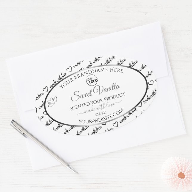 Logo für Schwarz-weiße Word Cloud Silver Product L Ovaler Aufkleber (Umschlag)
