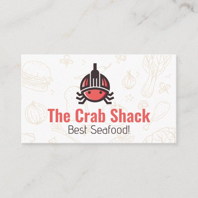 Logo für Seafood-Krabben | Lebensmittelmuster Visitenkarte (Vorderseite)