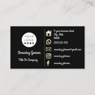 Logo für soziale Medien Gold QR-Code Schwarz-weiß  Visitenkarte