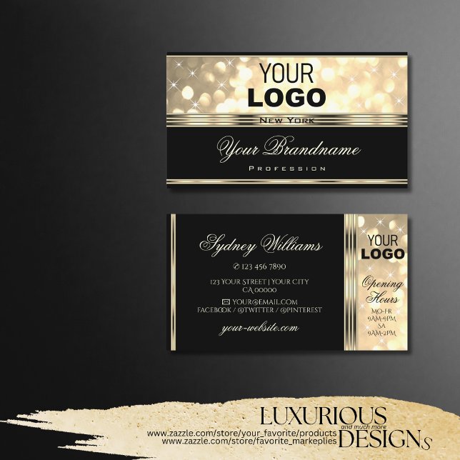 Logo für Sparkle-Stars aus Schwarz und Gold-Glitze Visitenkarte (Von Creator hochgeladen)