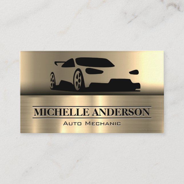 Logo für Sportwagen | Metallisches Gold Visitenkarte (Vorderseite)