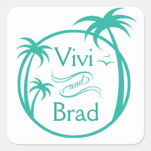 Logo für Strandschwimmbäder   Aqua Quadratischer Aufkleber